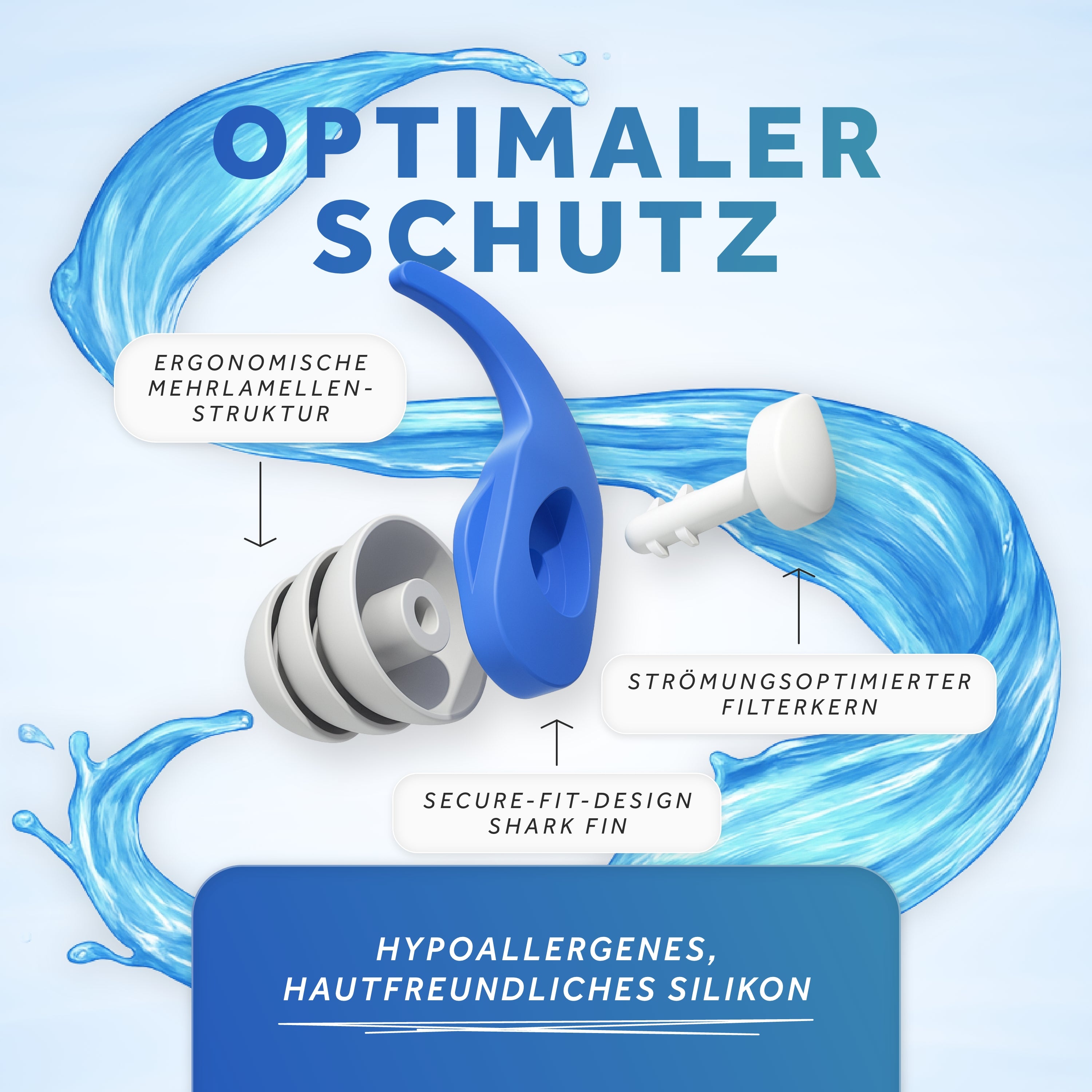 Schallwerk Water+ dopuri urechi inot adulti Deep Ocean silicon