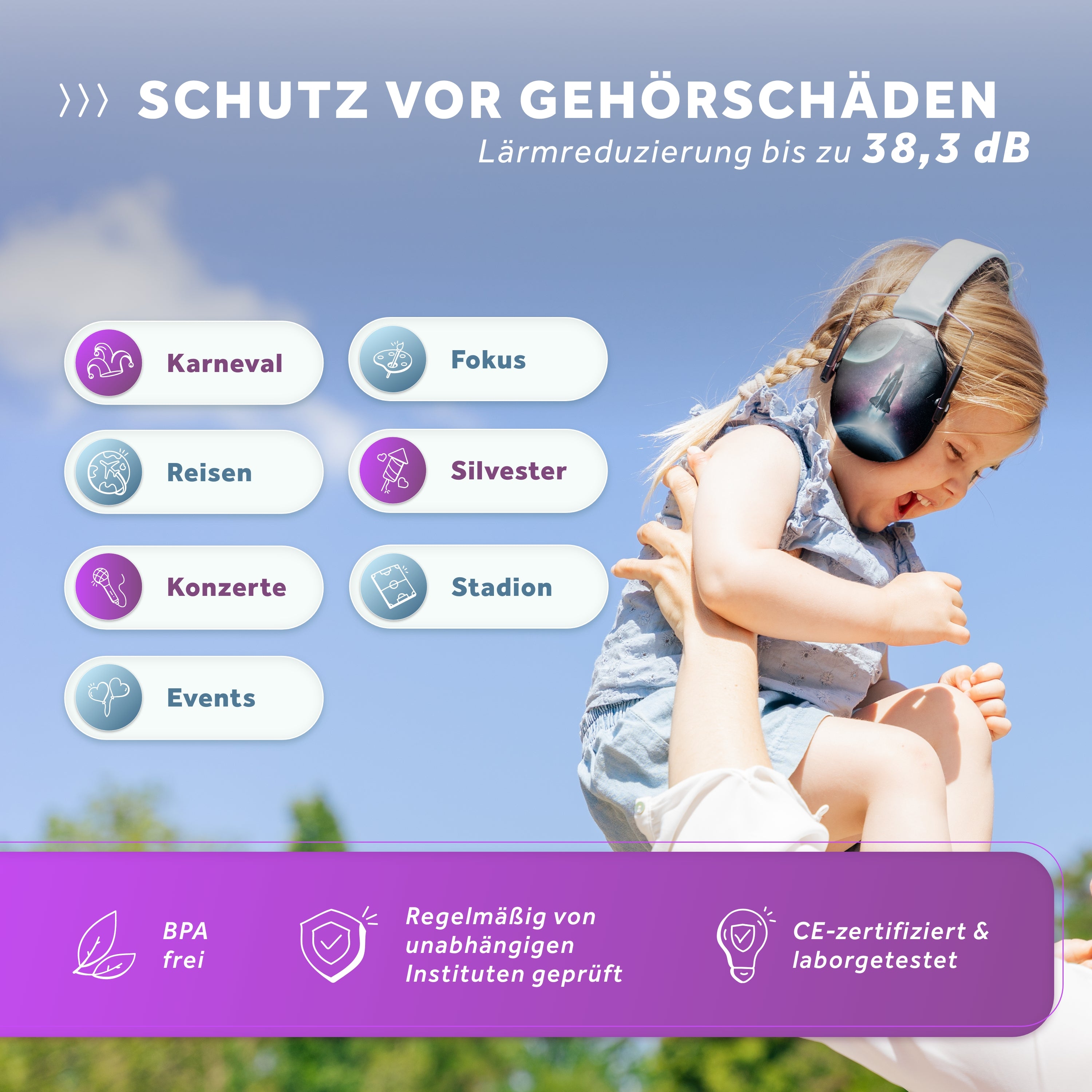 Schallwerk Kiddies casti antifon copii Flower K14 28 dB
