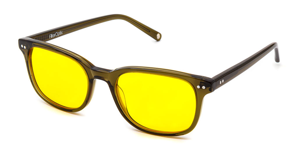 FilterOptix Cedar ochelari lumina albastra Olive lentile galbene zi