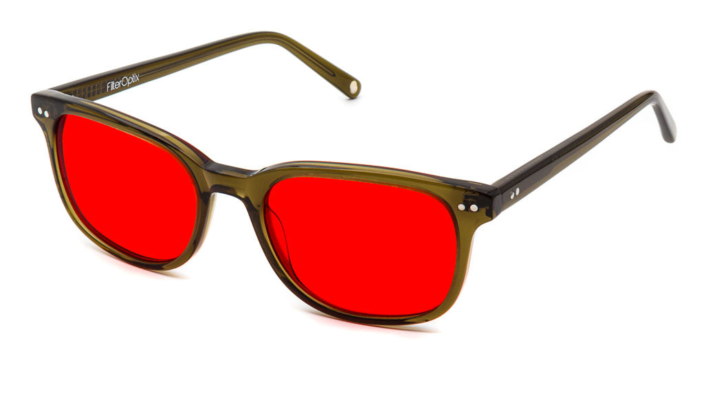 FilterOptix Cedar ochelari lumina albastra Olive lentile rosii noapte