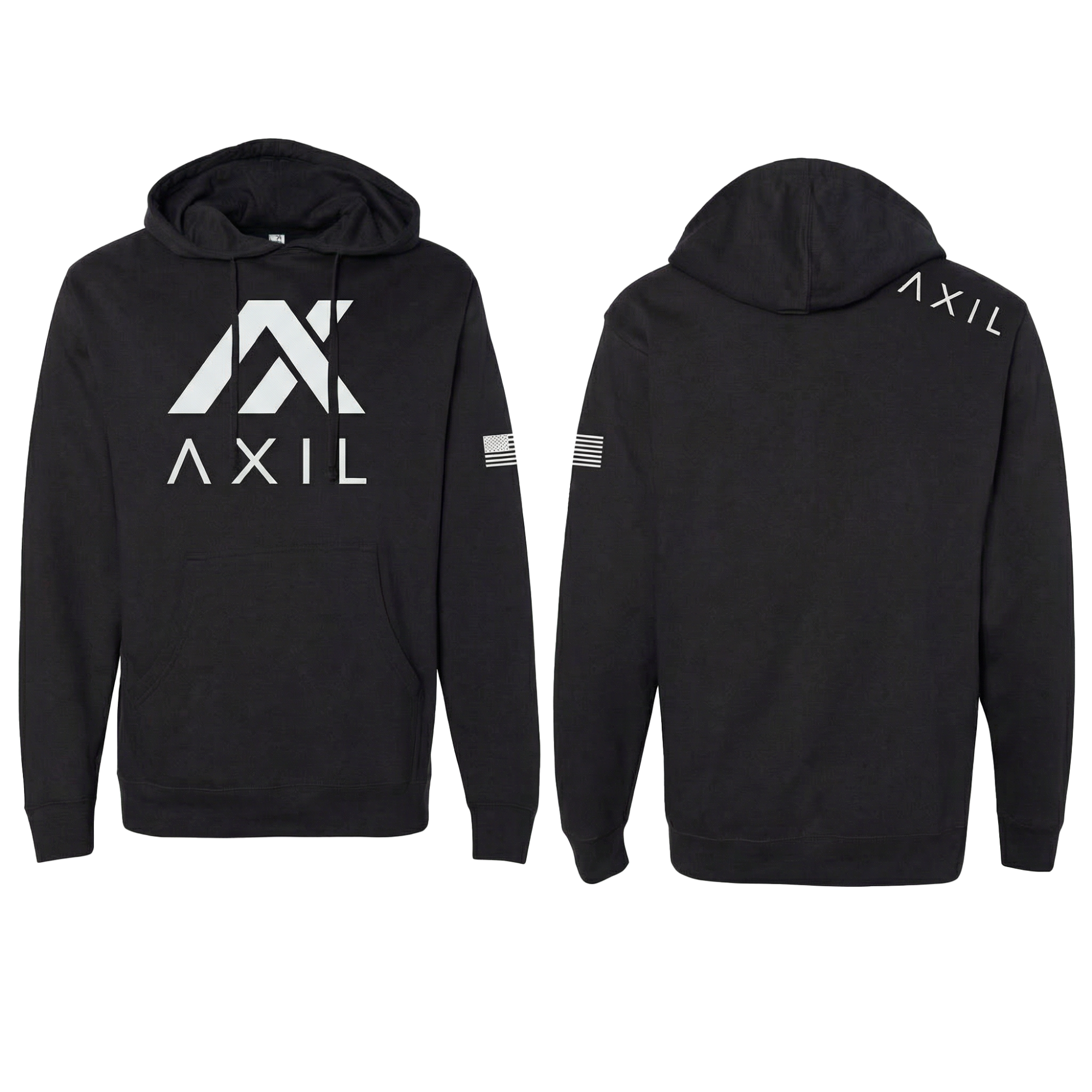 Axil hanorac cu glugă negru L din fleece bumbac